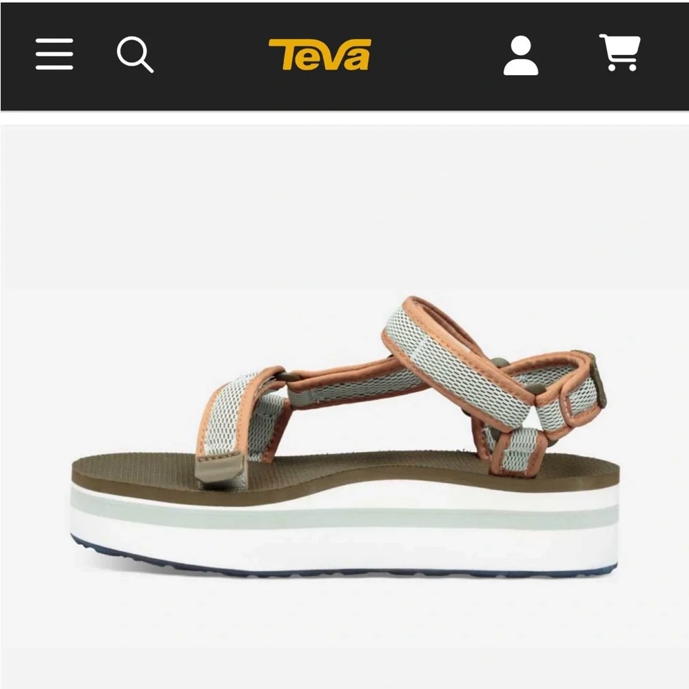Teva Flatform Universal Mesh Print Women's Wedge Sandal Dark Olive SeaFoam - Picture 5 of 11